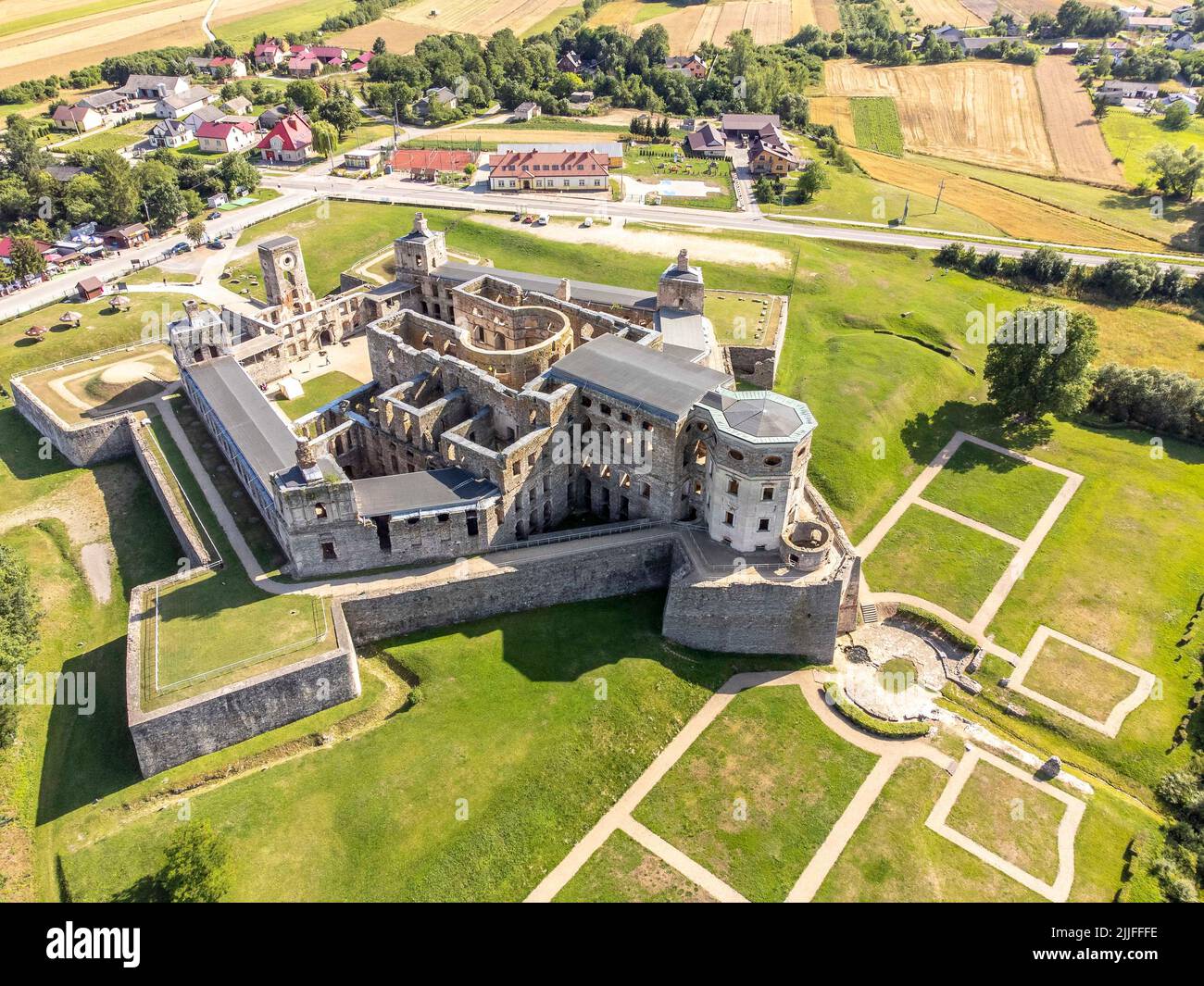 Krzyztopor Castle in Ujazd is a ruin full of magic and mystery lost among the fields and hills of Opatow Land, Poland Stock Photo