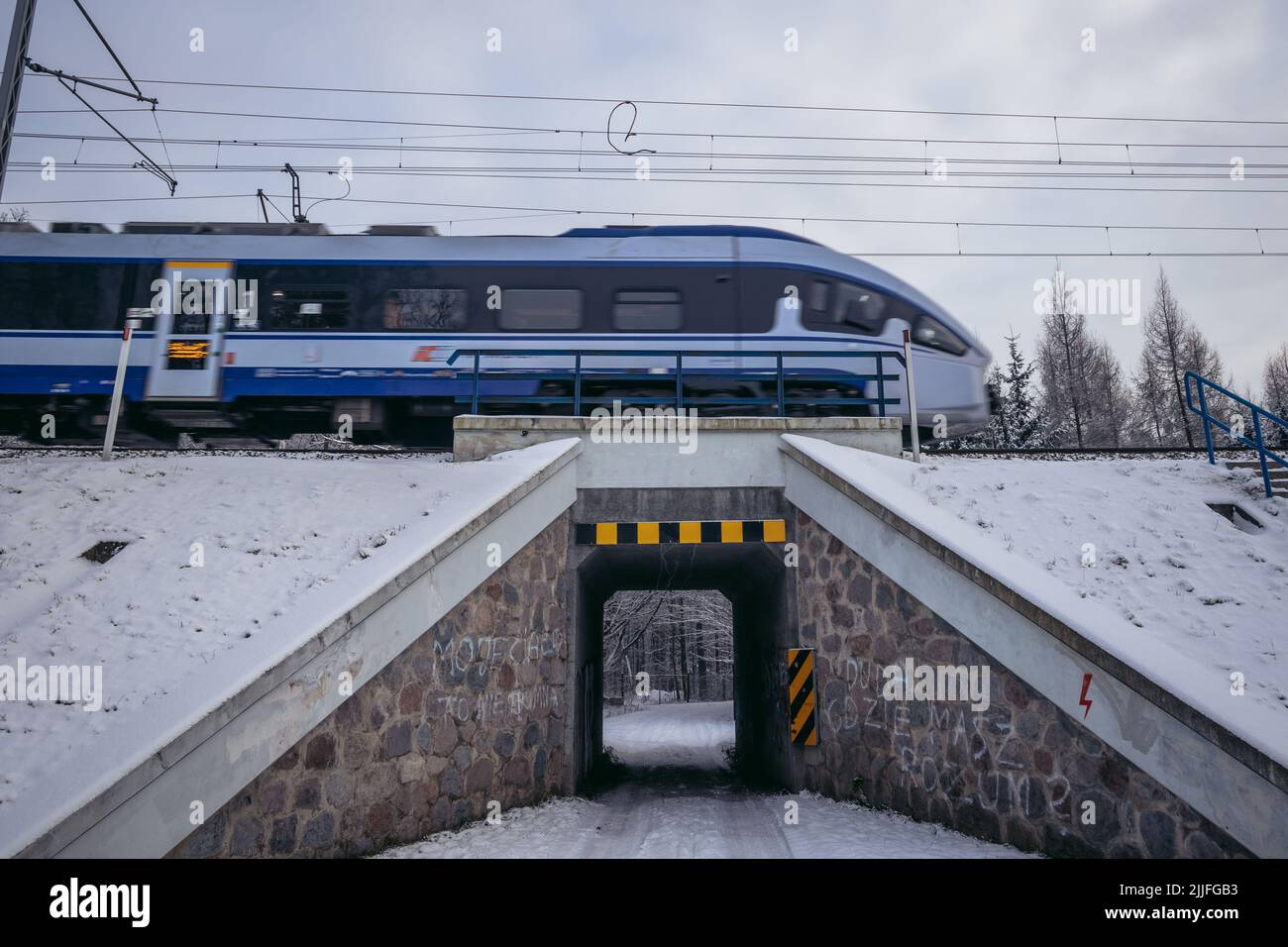 Pesa Dart train of PKP Intercity in Rogow village in Lodzkie voivodeship of Poland Stock Photo