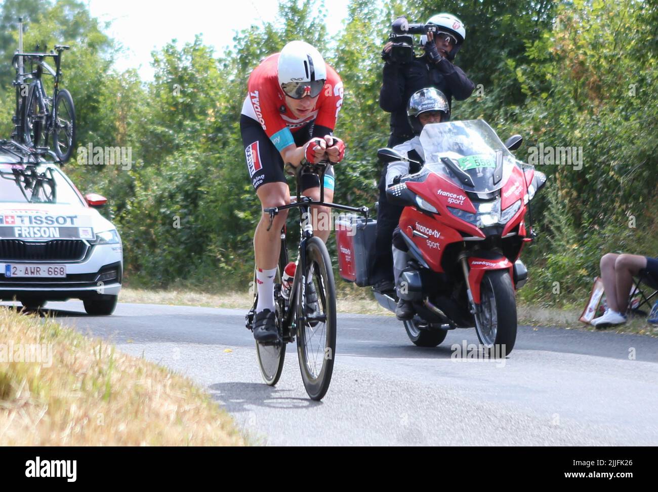 FRISON Frederik of Lotto Soudal during the Tour de France 2022, cycling race stage 20, time trial, Lacapelle-Marival - Rocamadour (40,7 Km) on July 23, 2022 in Rocamadour, France - Photo Laurent Lairys / DPPI Stock Photo