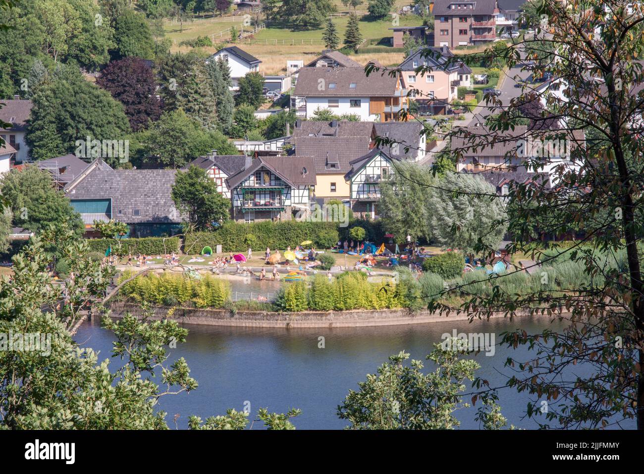 Simmerath July 2022: View of the rursee near Einruhr Stock Photo