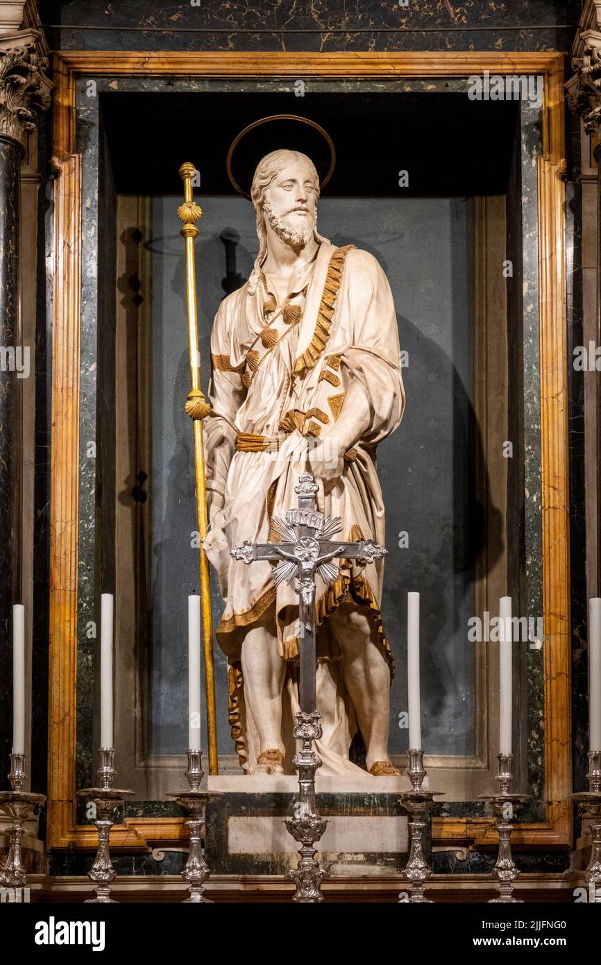 Statue of San Giacomo Maggiore in Santa Maria in Monserrato degli Spagnoli, Rome, Italy Stock Photo
