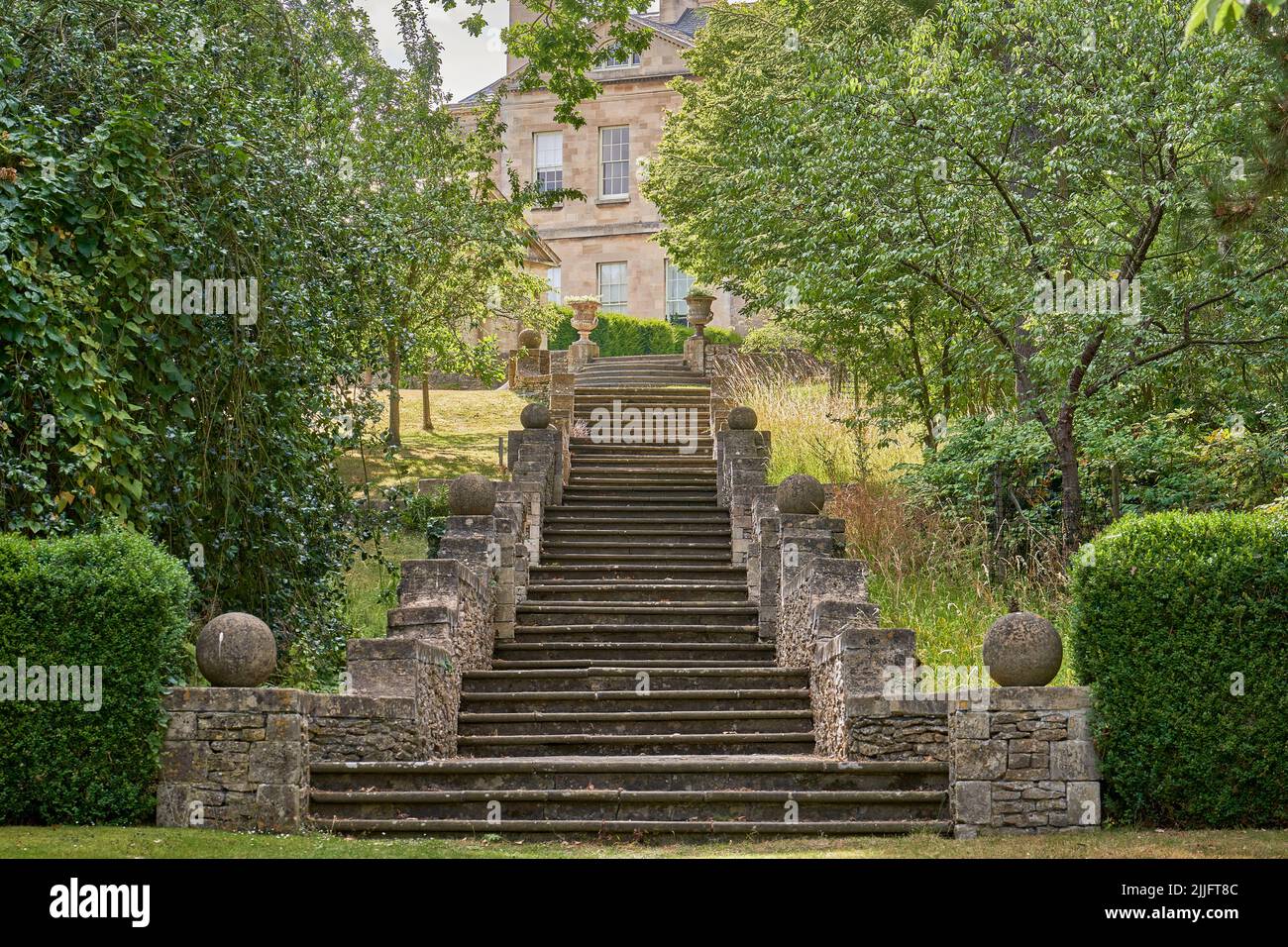Stone Garden Steps Leading Up To A Stately Home Stock Photo Alamy