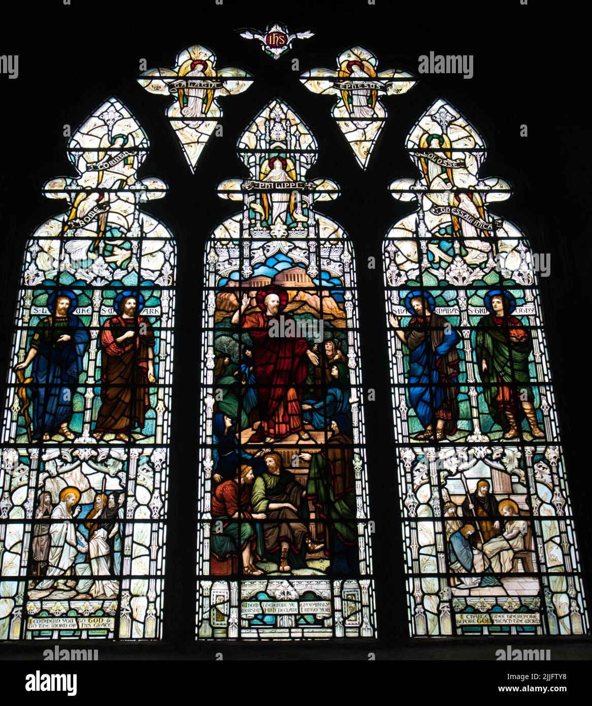 Stained glass window at Norwich Cathedral, Norfolk Stock Photo Alamy