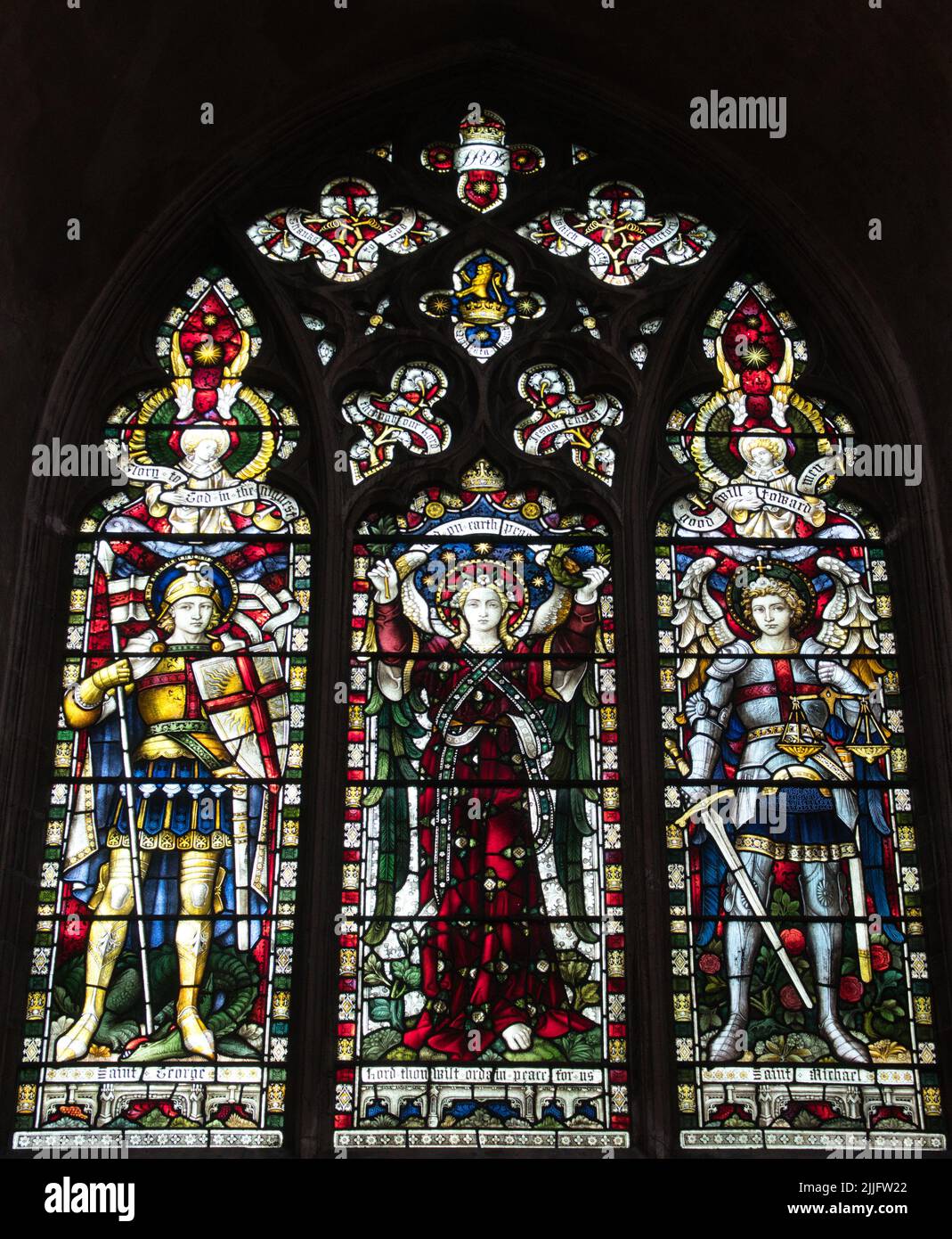 Stained glass window at Norwich Cathedral, Norfolk Stock Photo Alamy