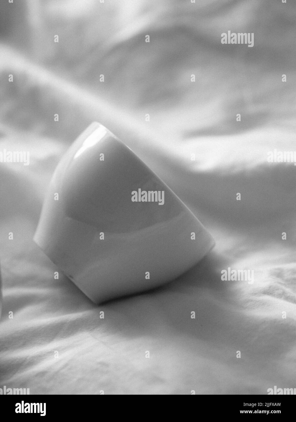 A shot of white tea cups in the bed Stock Photo Alamy