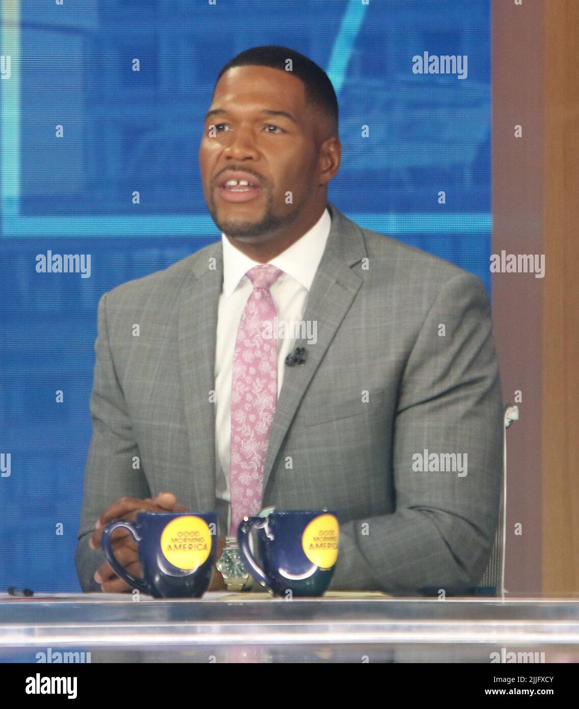 July 25, 2022 Michael Strahan on the set of Good Morning America in New York July 25, 2022
