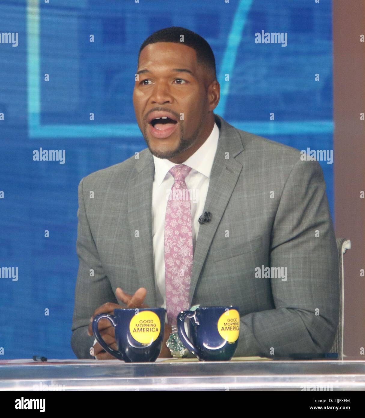 July 25, 2022 Michael Strahan on the set of Good Morning America in New
