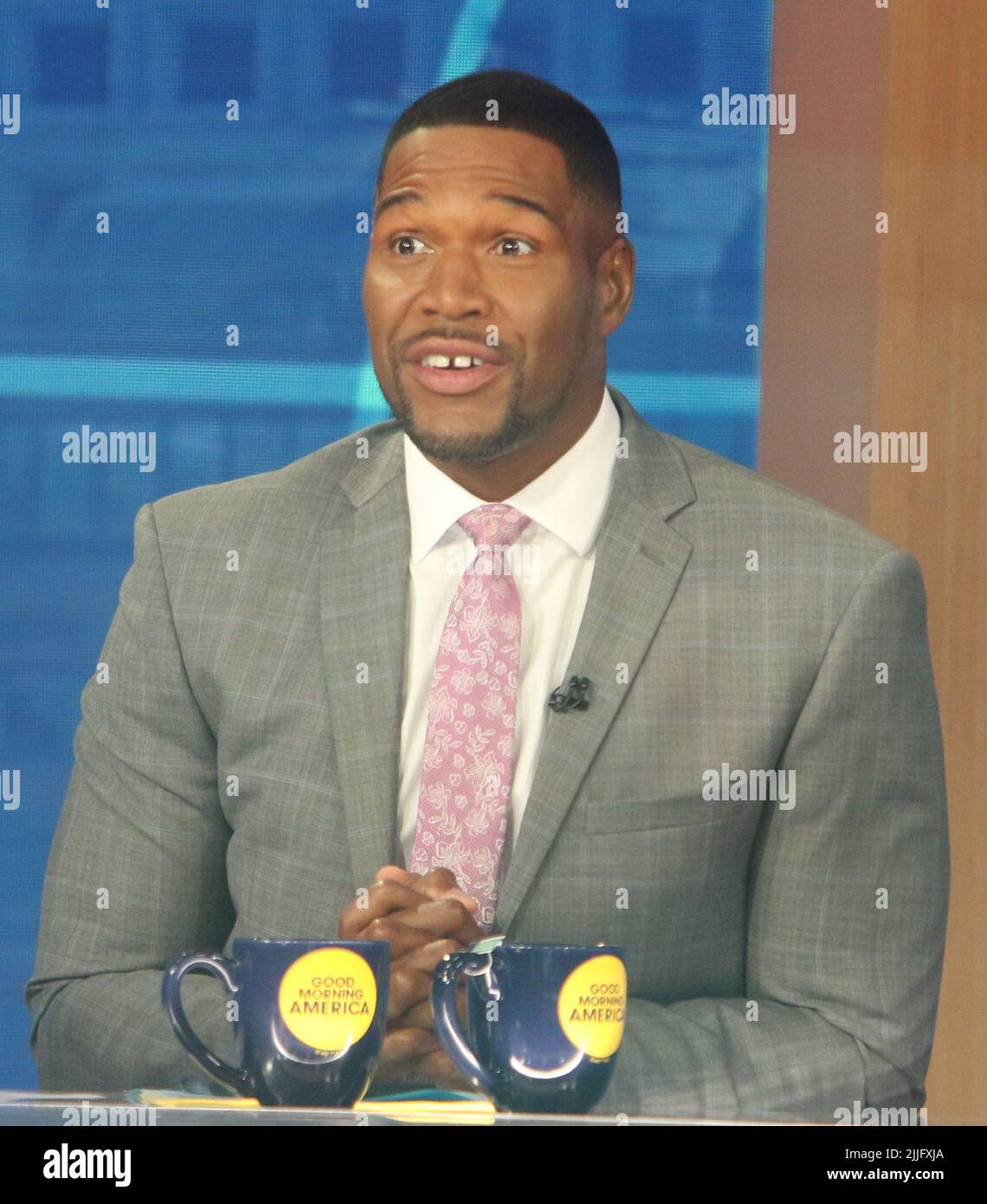 July 25, 2022 Michael Strahan on the set of Good Morning America in New York July 25, 2022