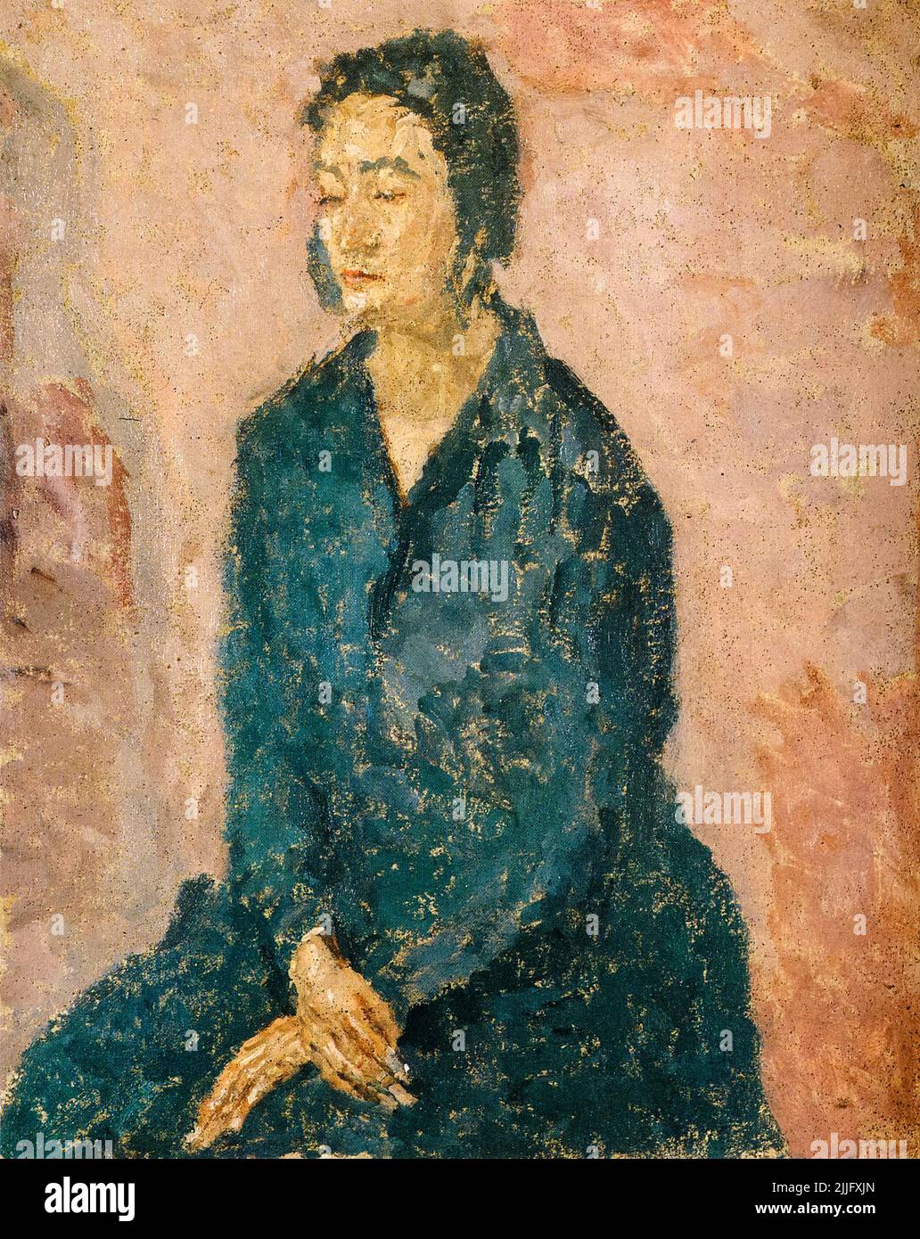 Gwen John portrait painting, Woman with Hands Crossed, oil on canvas, 1923-1924 Stock Photo