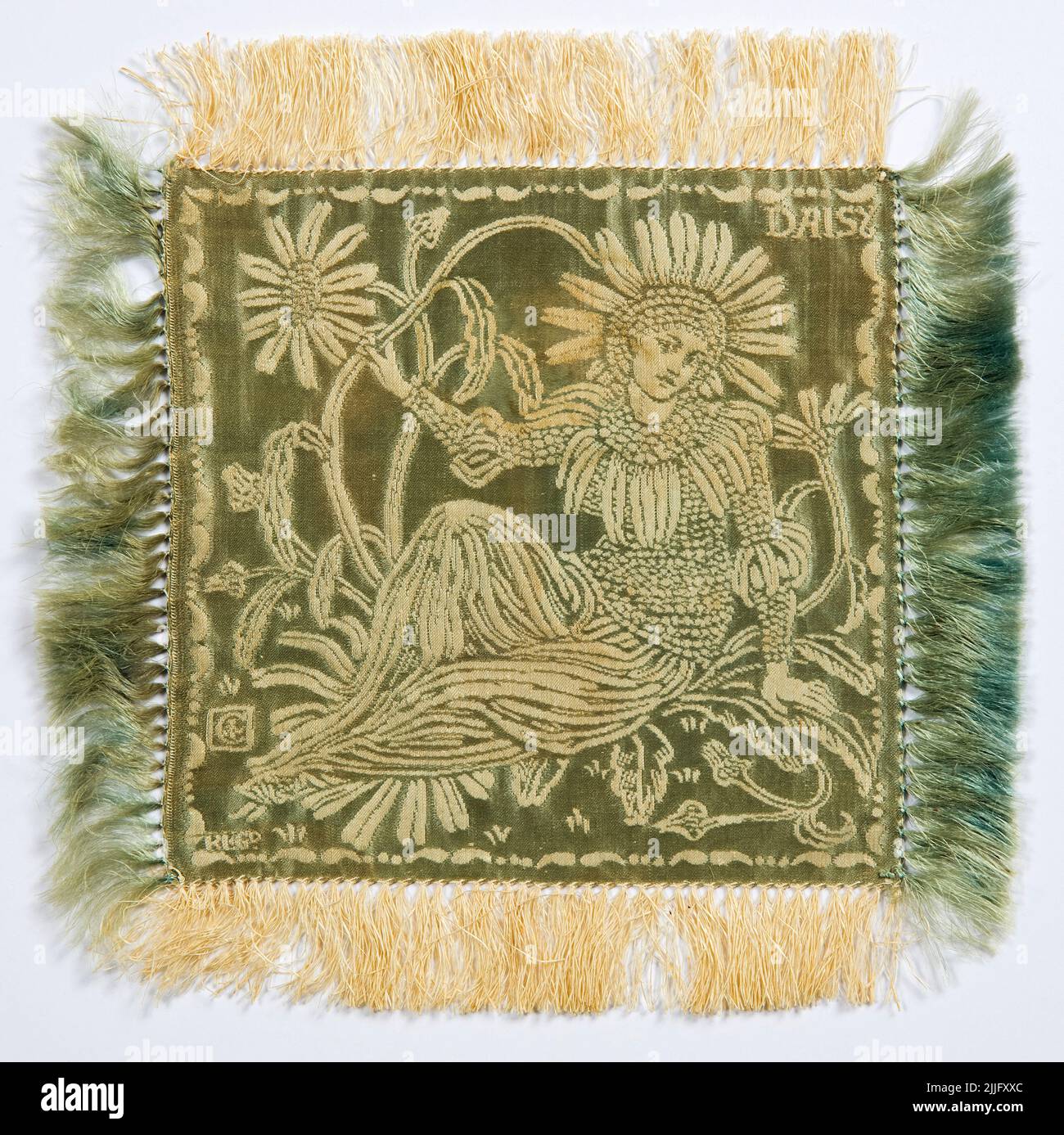Walter Crane, Flora's Retinue: Daisy (Doily), fabric in linen warp with silk weft, circa 1891 Stock Photo
