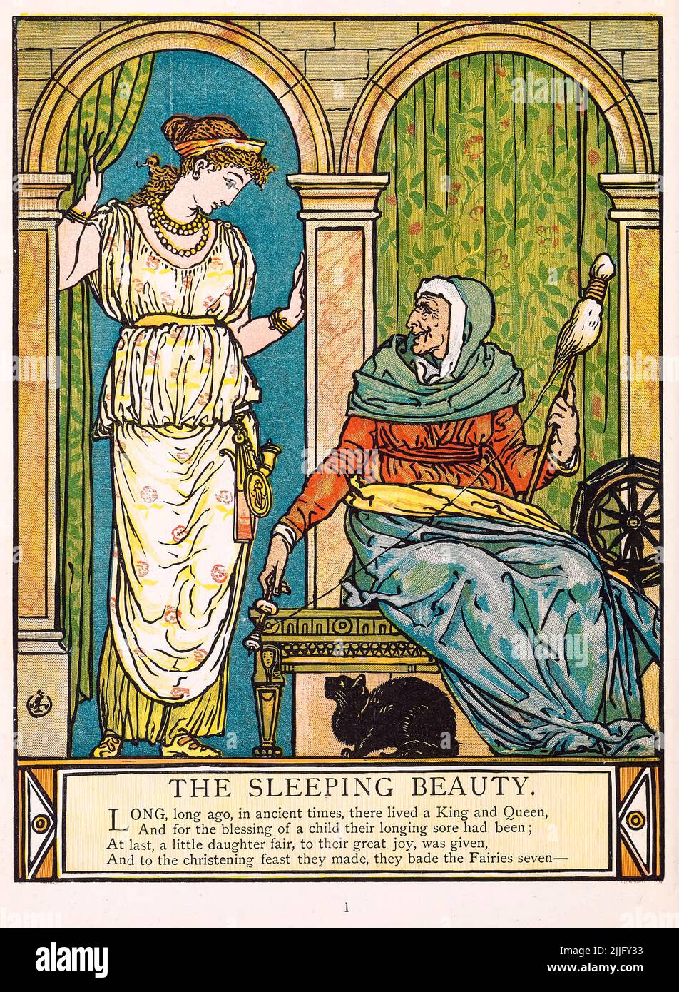 The Sleeping Beauty, children's book illustration by Walter Crane, 1876 Stock Photo
