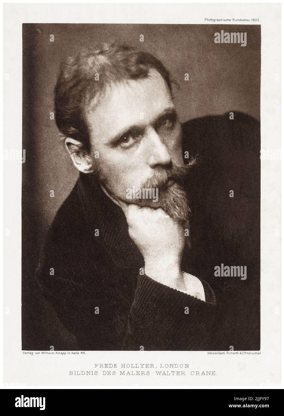 Walter Crane (1855-1915), English artist and book illustrator, portrait photograph in platinum print by Frederick Hollyer, 1897-1902 Stock Photo