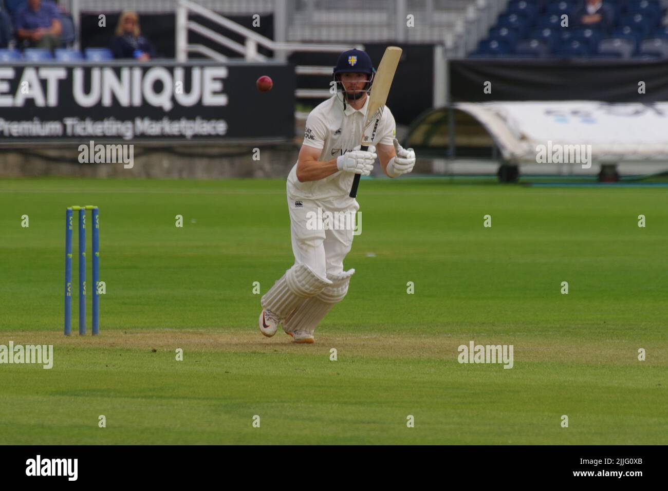 Chester le Street, England, 26 July 2022. Michael Jones batting for