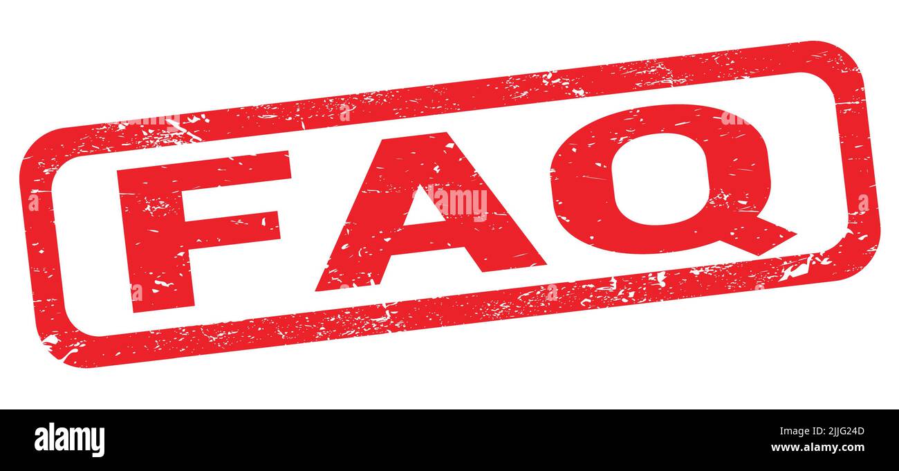 FAQ text written on red rectangle stamp sign Stock Photo - Alamy