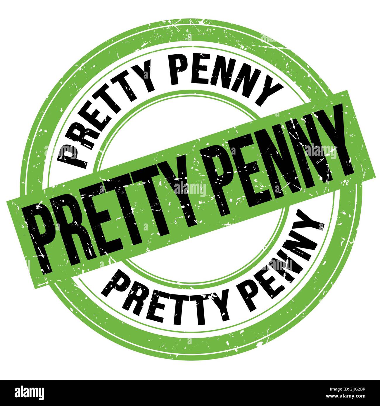 PRETTY PENNY text written on green-black round grungy stamp sign Stock Photo