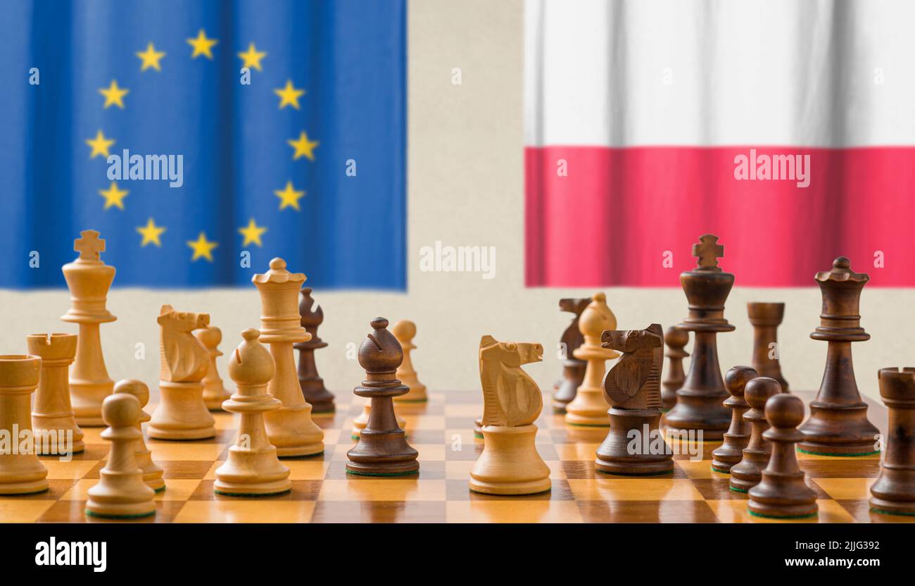 Concept with chess pieces European Union and Poland Stock Photo Alamy