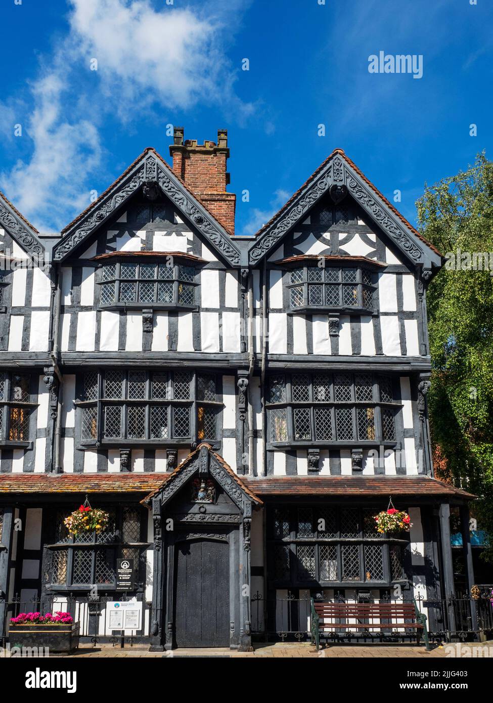 The Black and White House Museum a grade I listed historic house on High Town Hereford Herefordshire England Stock Photo