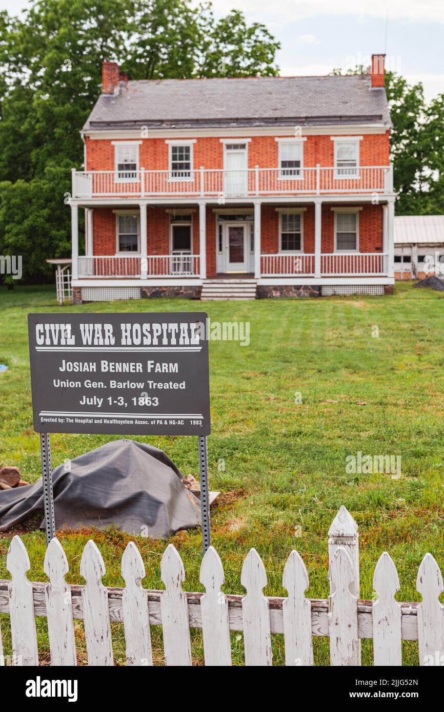 Gettysburg, PA, USA - June 2, 2012: The Josiah Benner Farm was used as a field hospital during the Battle of Gettysburg. Stock Photo