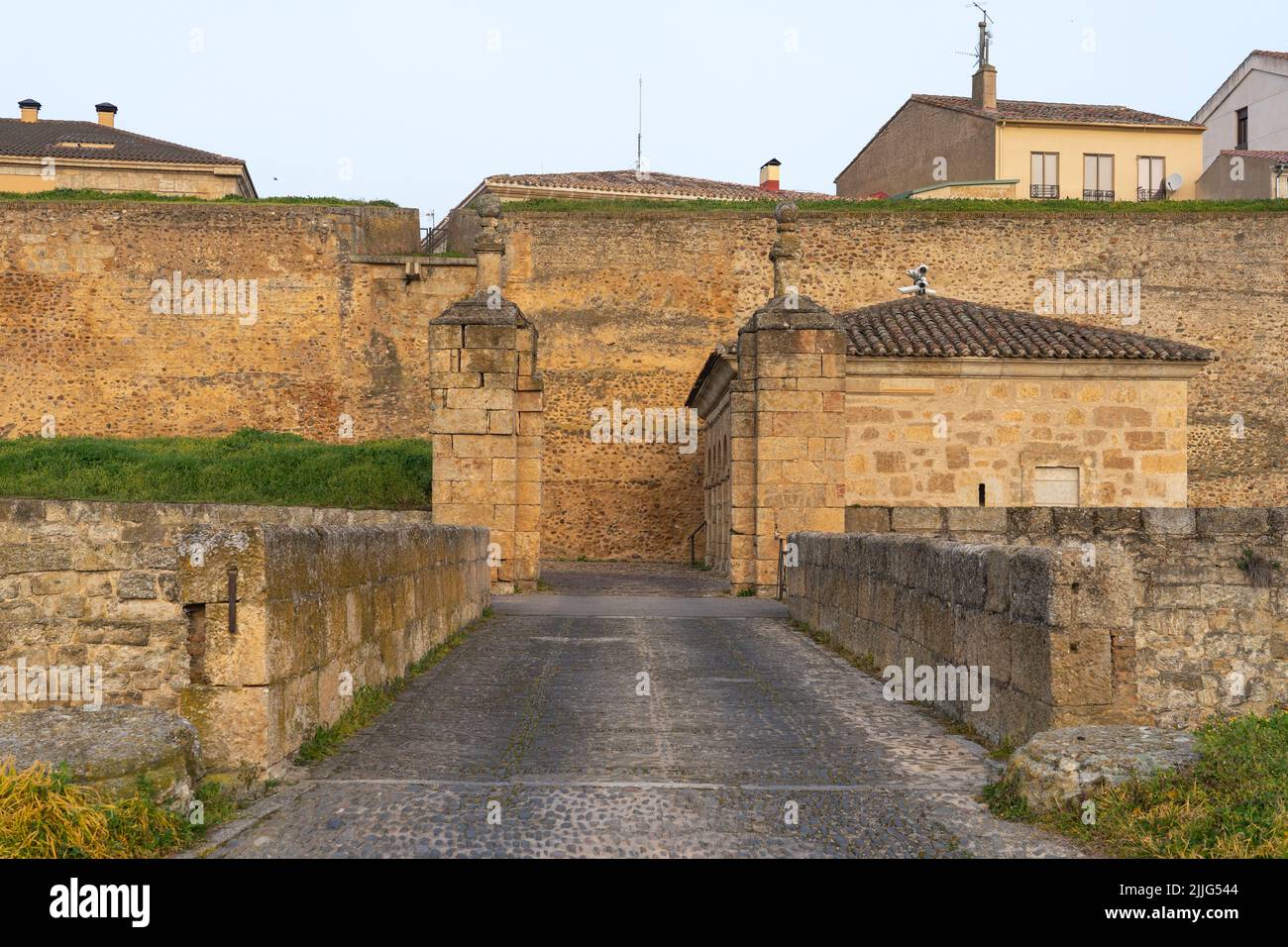 Walls of the fortification of the city of Ciudad Rodrigo, Salamanca, Castilla y León, Spain. Stock Photo