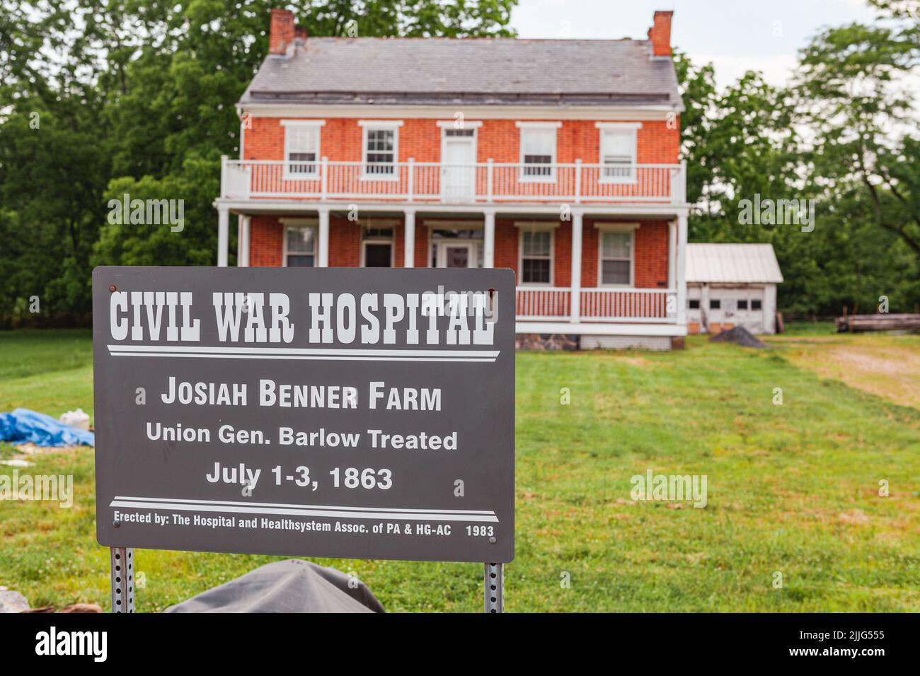 Gettysburg, PA, USA - June 2, 2012: The Josiah Benner Farm was used as a field hospital during the Battle of Gettysburg. Stock Photo