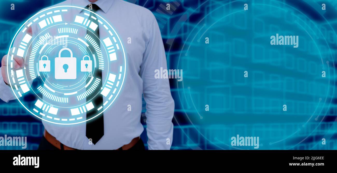 Businessman Pointing On Security Presenting Privacy In Data And ...