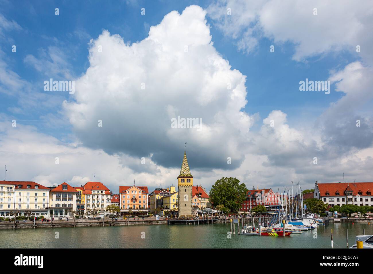Harbor view of the city of Lindau, Lake Constance, Germany Stock Photo
