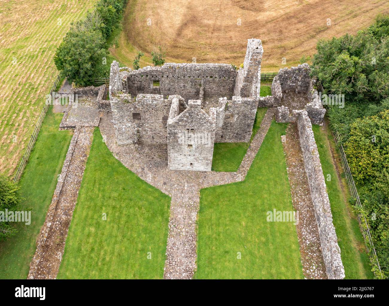 The beautiful Tully Castle by Enniskillen, County Fermanagh inNorthern Ireland. Stock Photo
