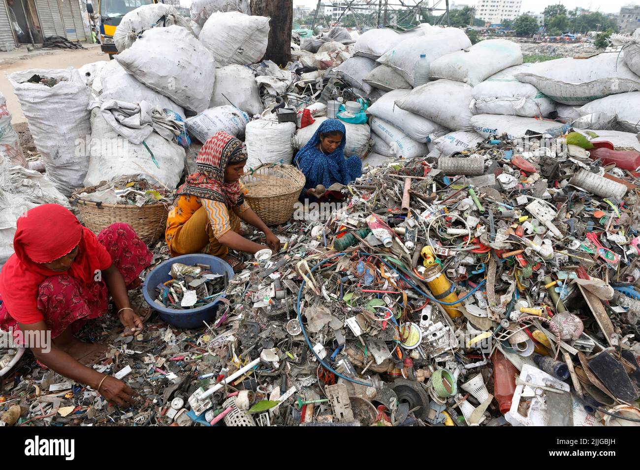 Dhaka, Bangladesh June 04, 2022 Bangladeshi women workers sorting