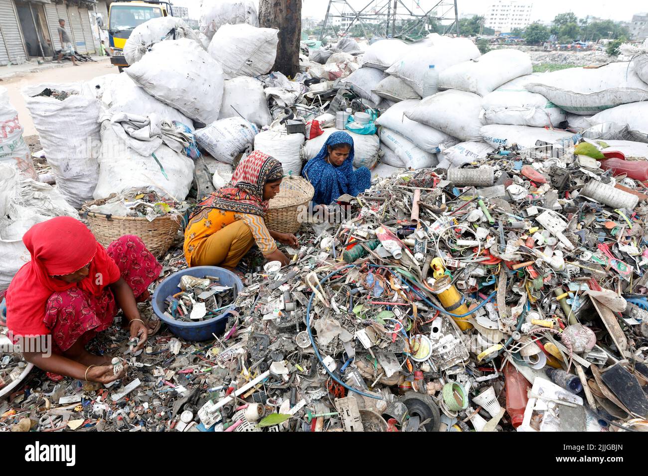 Dhaka, Bangladesh June 04, 2022 Bangladeshi women workers sorting