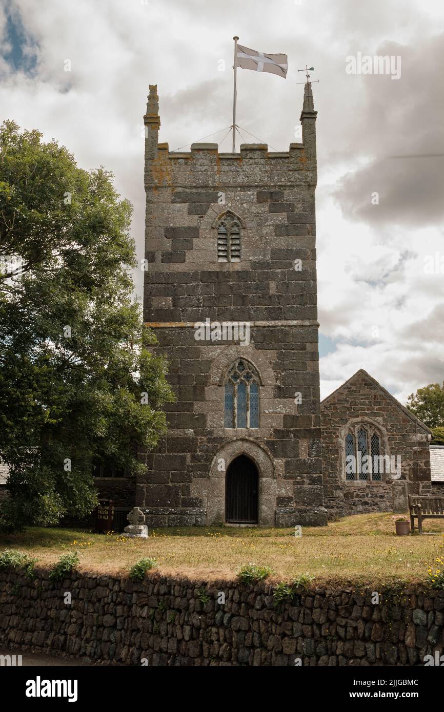 Exterior of St Mellanus Church, Mullion Stock Photo