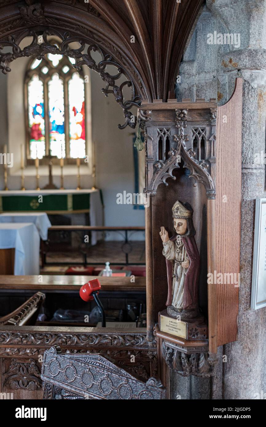 Interior of St Mellanus Church, Mullion Stock Photo