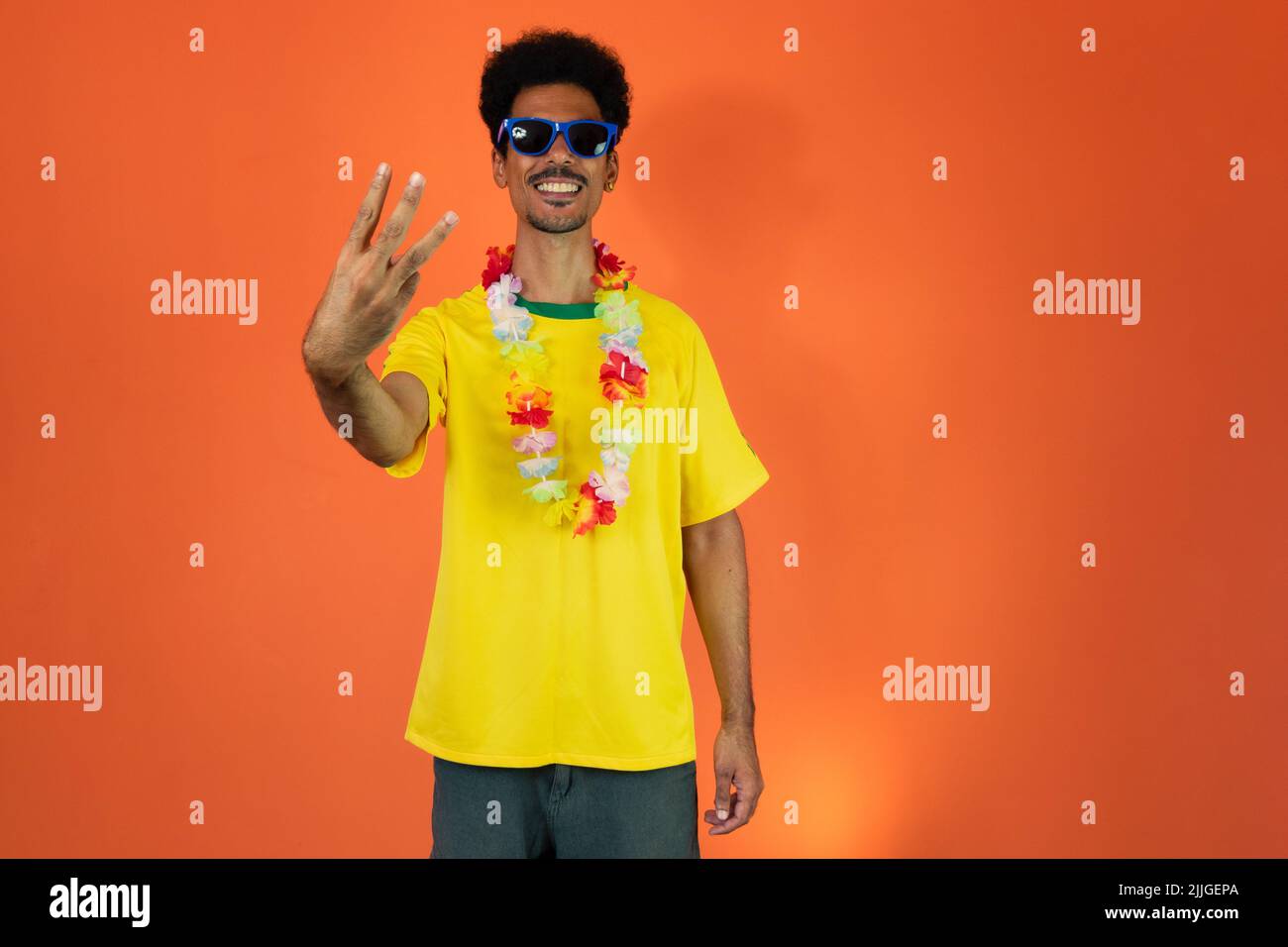 Black man football fan isolated Stock Photo Alamy