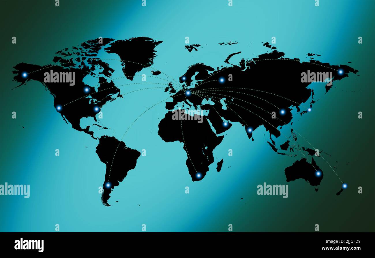 world map with some connections Stock Photo