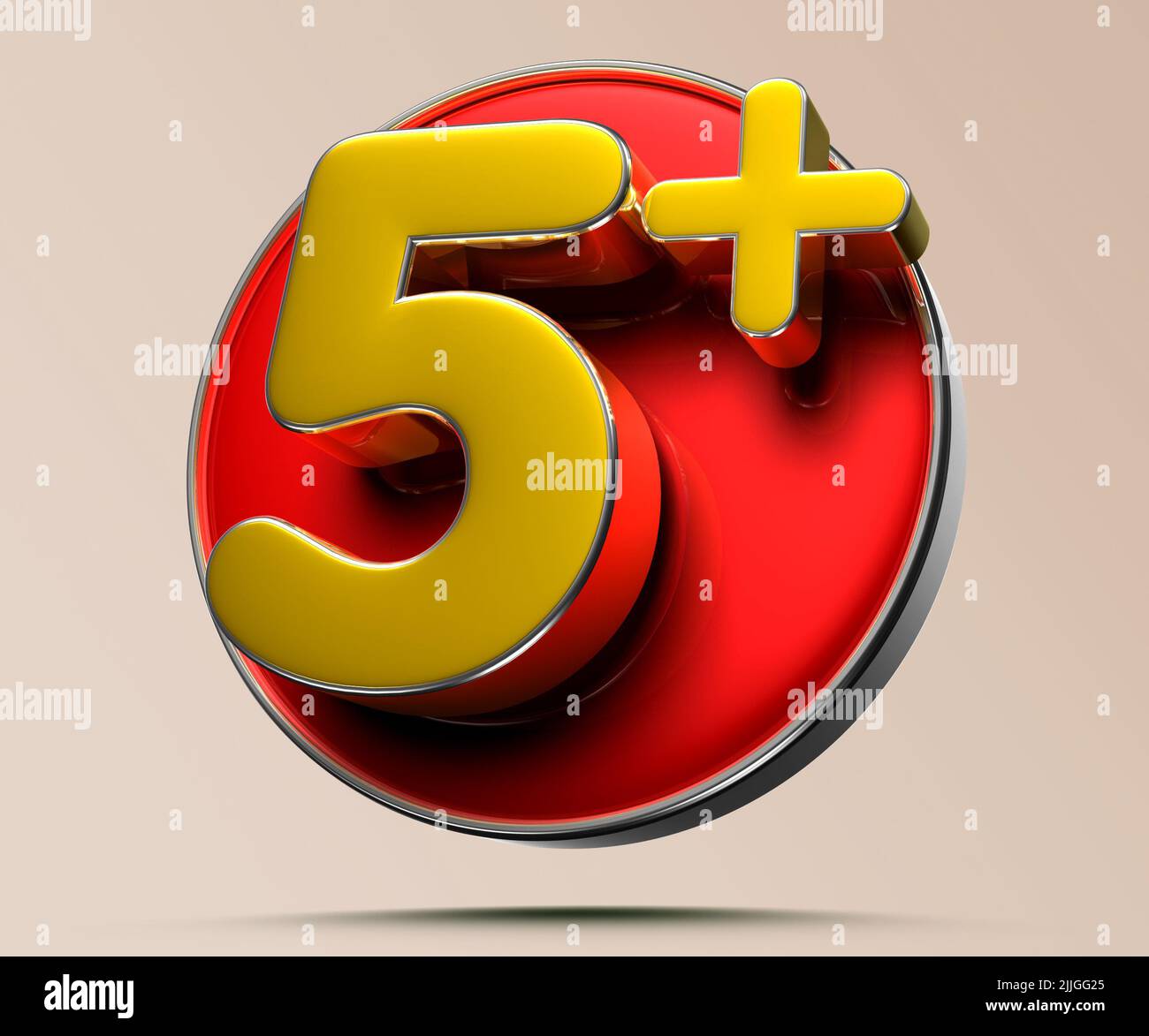 5 plus 3D illustrati on light cream background have work path