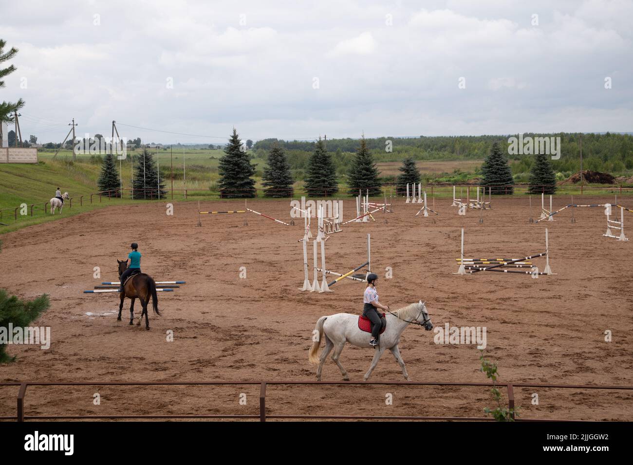 Belarus, Polochany - July 24, 2022: equestrian sports complex, riding ...