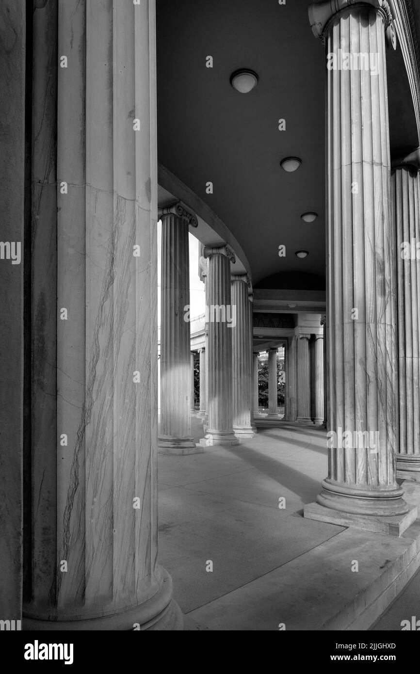 Columns of marble on a building pavilion showing architecture design and decorative structure with light and shadows Stock Photo