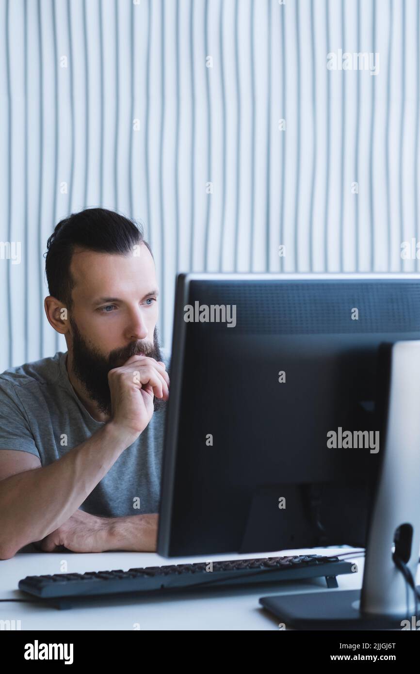 professional career pensive it engineer task Stock Photo