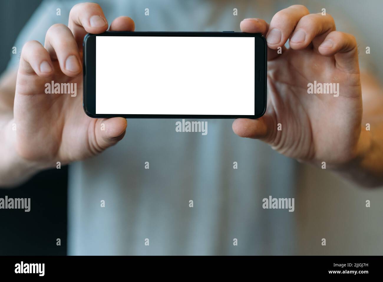 electronics gadgets white mockup smartphone screen Stock Photo