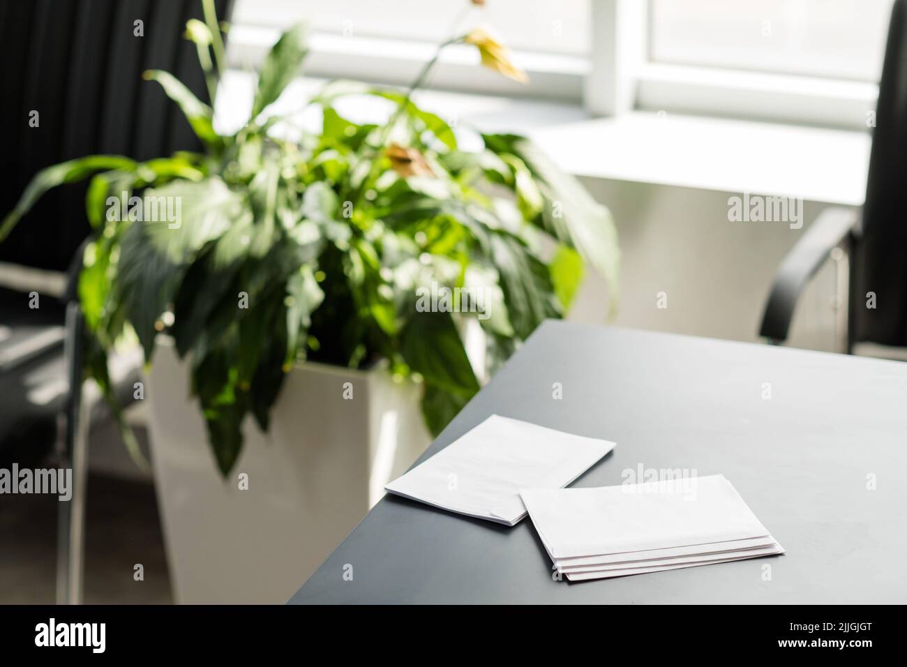 office manager workplace blank invitation letters Stock Photo
