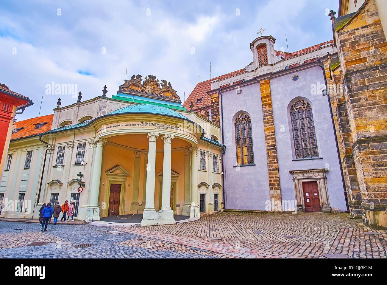 Historic landmarks of the Third Courtyard of Prague Castle, Hradcany, Czech Republic Stock Photo