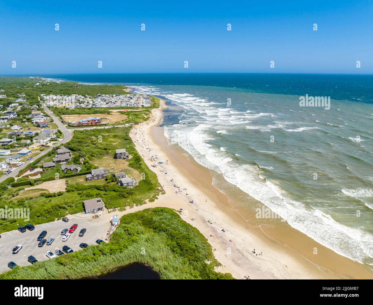 Aerial view of ditch plains on a summer day Stock Photo Alamy