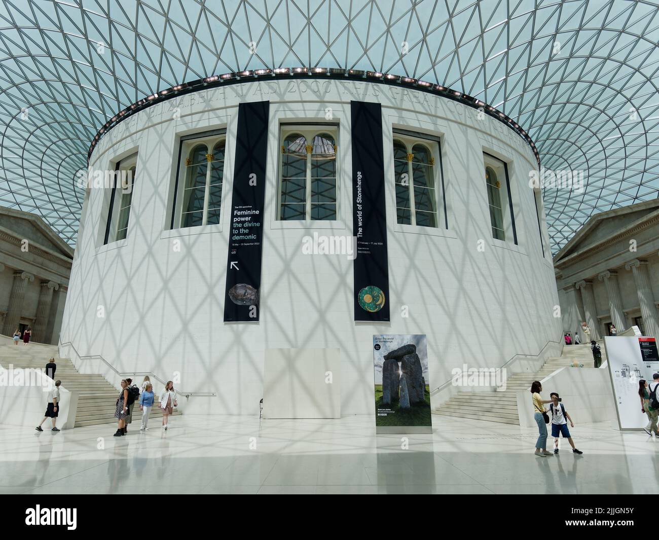 London, Greater London, England, June 22 2022: Visitors in the Great Court entrance hall in the British Museum. Stock Photo