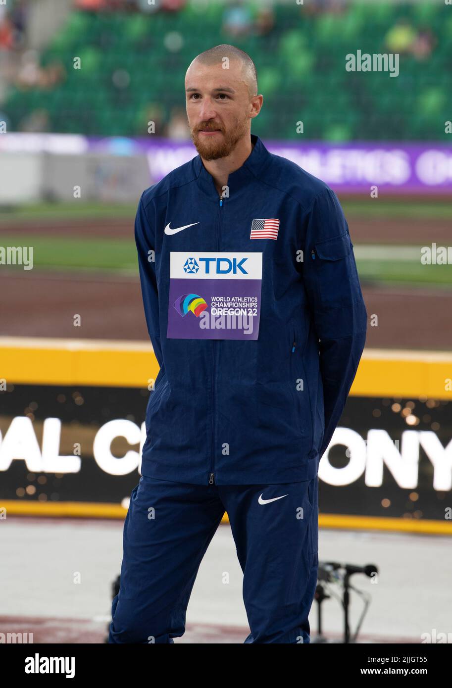Zachery Ziemek (USA) waiting to receive his bronze medal in the men’s