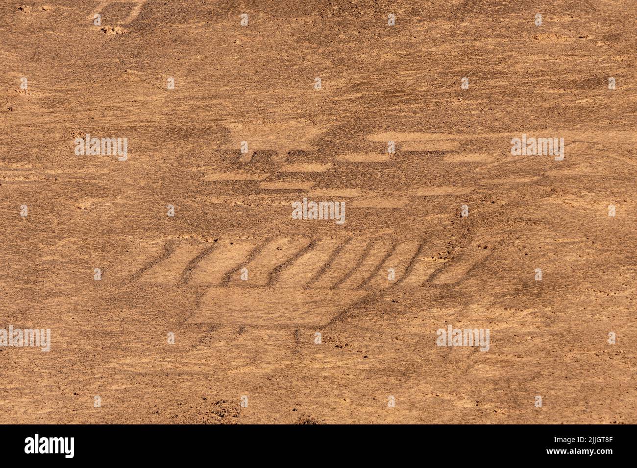 The Cerros Pintados Geoglyphs were made between 700 and 1500 A.D in the Atacama Desert of northern Chile.  They depict stylized figures of people, ani Stock Photo