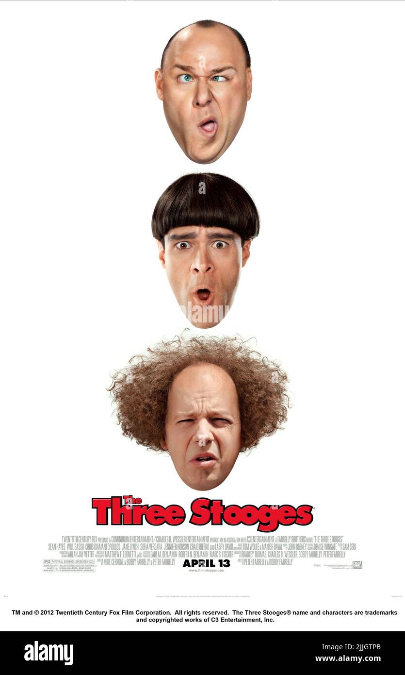 WILL SASSO, CHRIS DIAMANTOPOULOS, SEAN HAYES POSTER, THE THREE STOOGES, 2012 Stock Photo