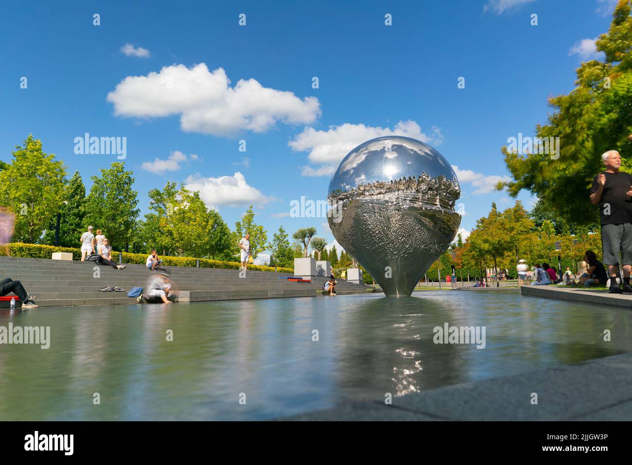 Krasnodar, Russia - July 23, 2022: Art object Geolocation in the park Krasnodar. Stock Photo
