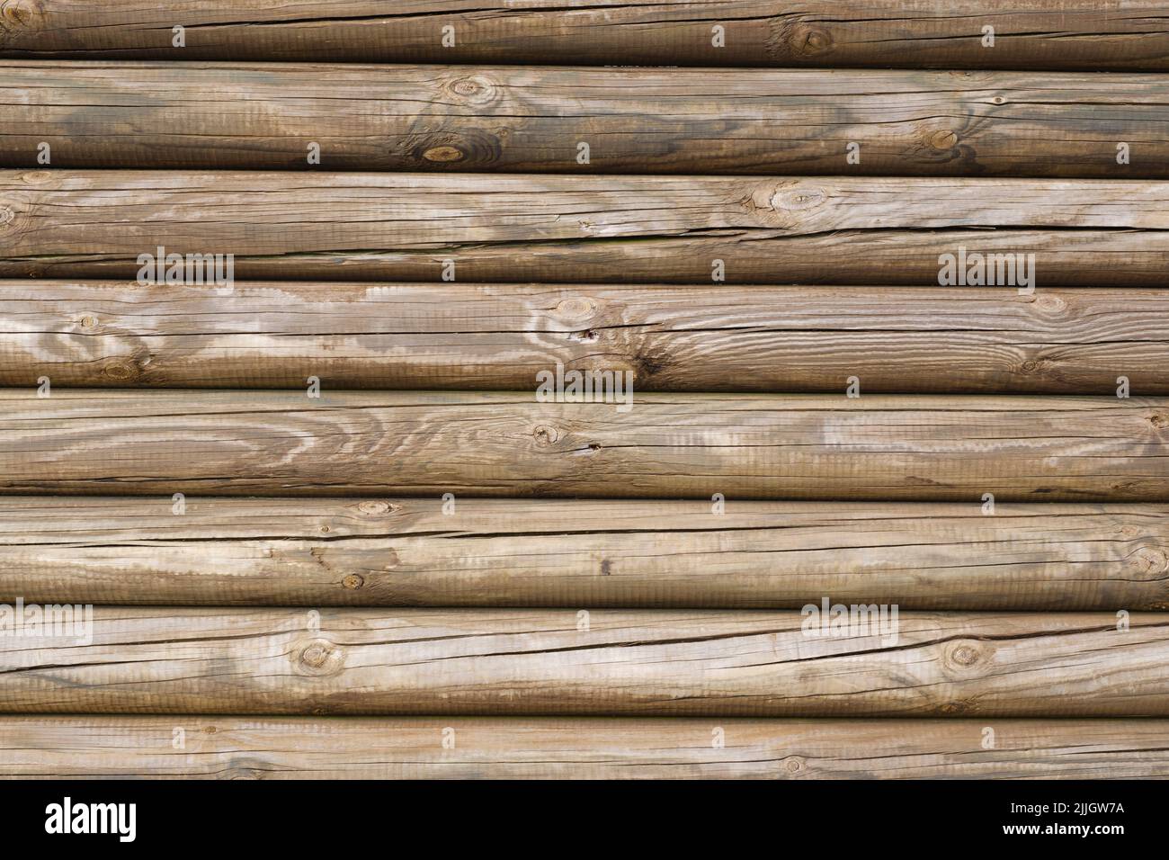 Surface of some round wooden pile Stock Photo