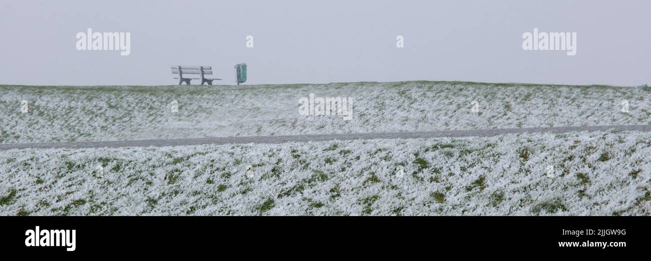 Snowfall at Juist island Stock Photo