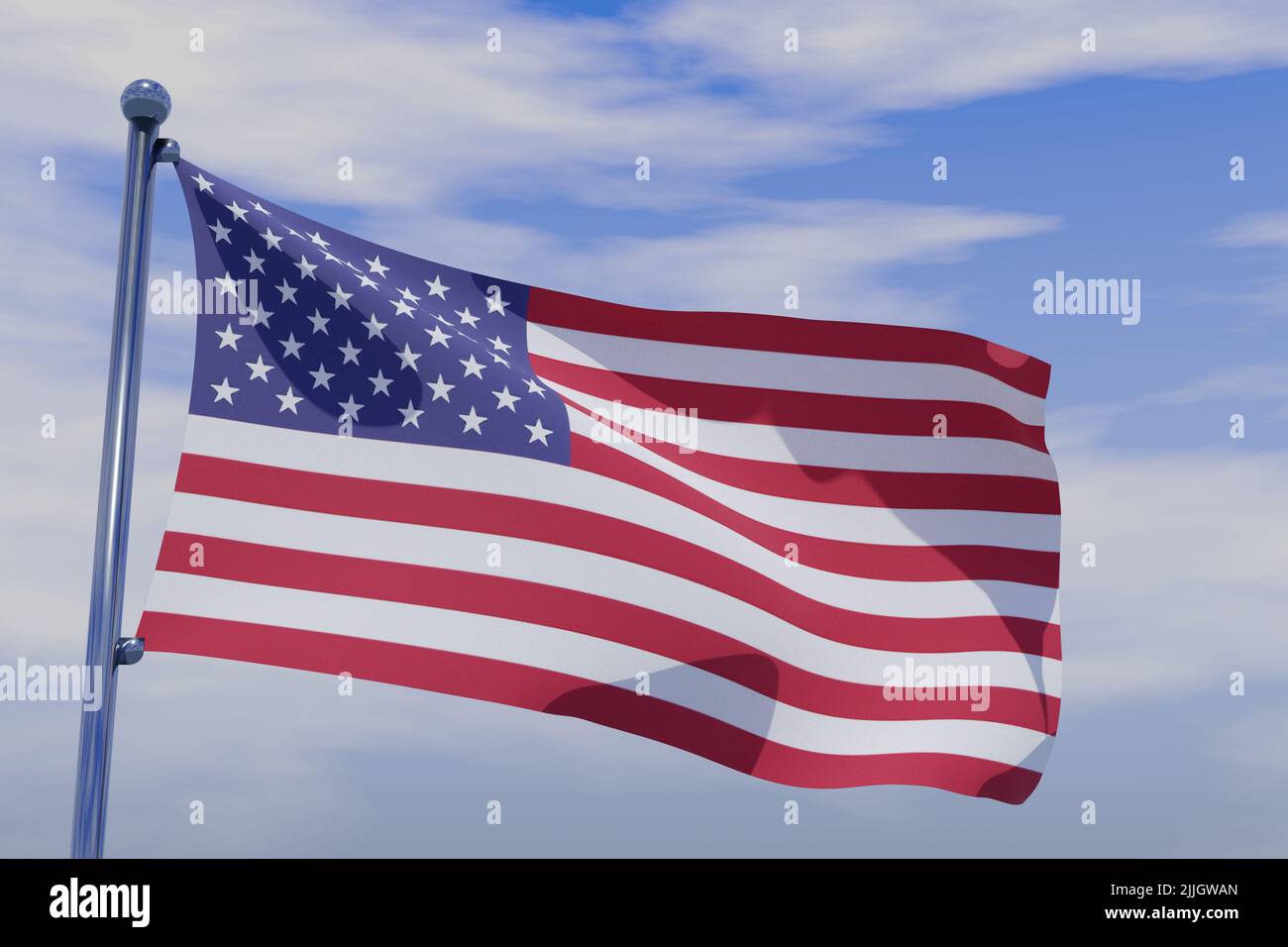 A 3d rendering of the United States' flag waving in the wind against ...