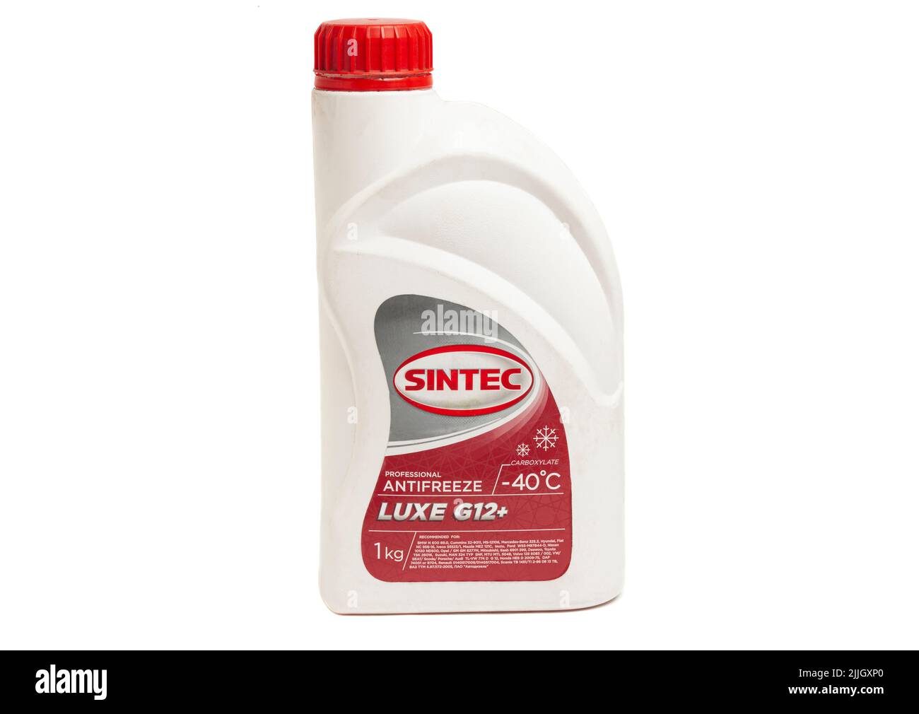 Moscow, Russia July 26,2022: Antifreeze SINTEC LUX G12 Canister with ...